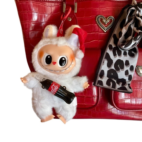 Ruby Red Shoulder Bag with Lafufu & Scarf - Picture 2 of 7